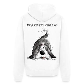 Bearded Collie - Veste à capuche bio Premium Unisexe - blanc - Dos - Thijin (182cm)