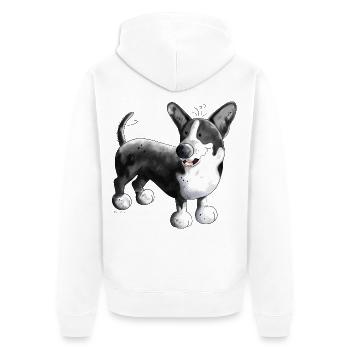 Welsh Corgi Cardigan - Unisex Premium Bio Zip Hoodie - Weiß - Hinten - Thijin (182cm)