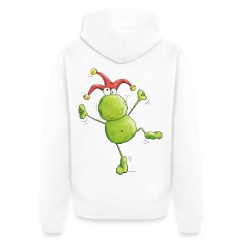 Karneval Frosch - Unisex Premium Bio Zip Hoodie - Weiß - Hinten - Thijin (182cm)