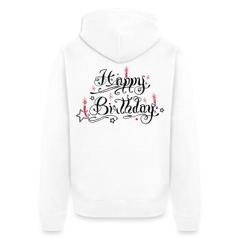 Happy birthday lettering with candles. - Unisex Premium Organic Zip Hoodie - white - Back - Thijin (182cm)