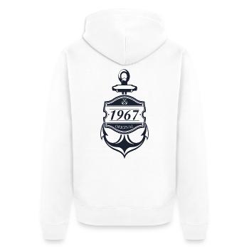 Anker 1967 - Unisex Premium Bio Zip Hoodie - Weiß - Hinten - Thijin (182cm)