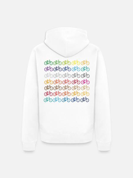 Viele farbige Fahrräder - Unisex Premium Bio Zip Hoodie - Weiß