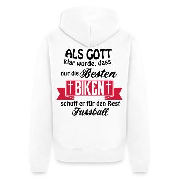 Gott biken - Unisex Premium Bio Zip Hoodie - Weiß - Hinten - Thijin (182cm)
