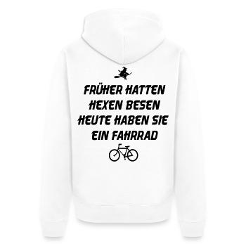 Hexenbesen Fahrrad - Unisex Premium Bio Zip Hoodie - Weiß - Hinten - Thijin (182cm)