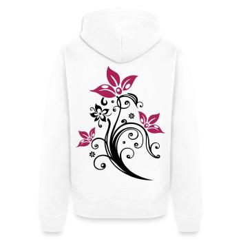 Fleurs avec ornement floral filigrane. Féminin. - Veste à capuche bio Premium Unisexe - blanc - Dos - Thijin (182cm)