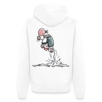 Power Kuh mit extra viel Milch - Unisex Premium Bio Zip Hoodie - Weiß - Hinten - Thijin (182cm)