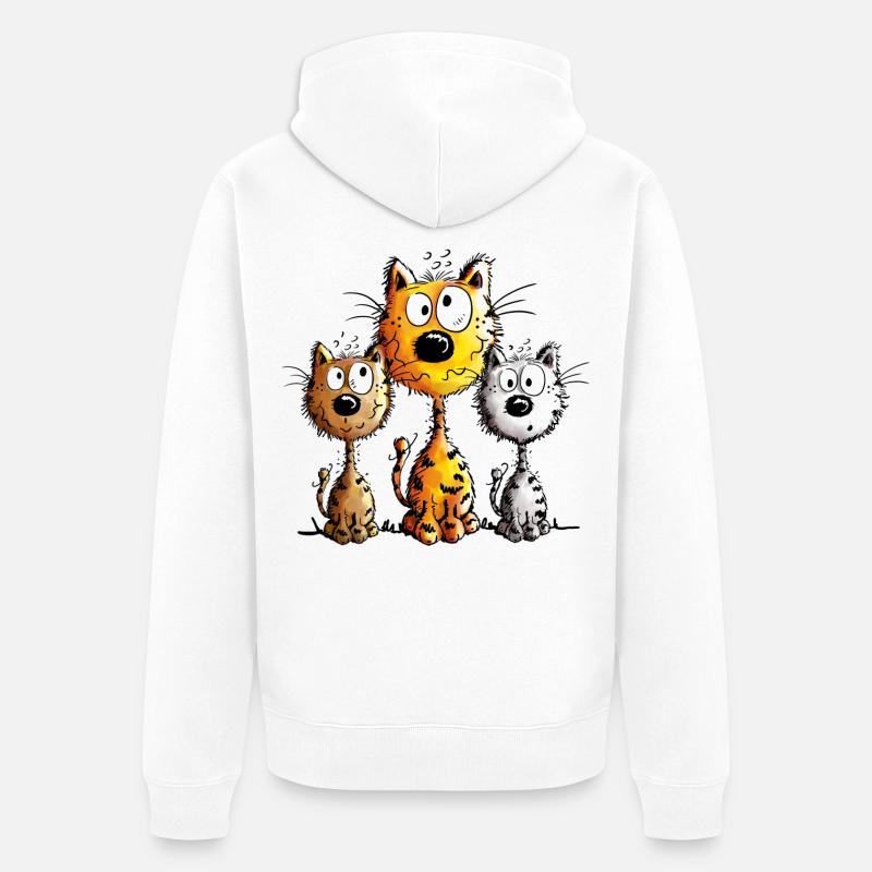 Trois meilleurs amis - Chat - Chats - Cadeau - Veste à capuche bio Premium Unisexe - blanc