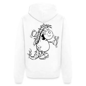 Happy Pferd - Pferde - Pony - Horse - Unisex Premium Bio Zip Hoodie - Weiß - Hinten - Thijin (182cm)