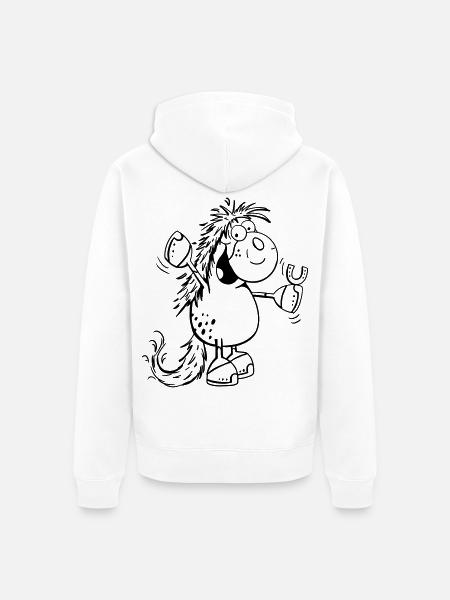 Cheval heureux - Chevaux - Poney - Veste à capuche bio Premium Unisexe - blanc