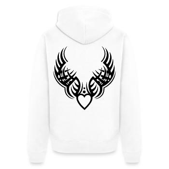 Tattoo wings, guardian angel with heart. - Unisex Premium Organic Zip Hoodie - white - Back - Thijin (182cm)