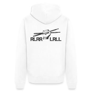 Drums Drummer Schlagzeuger - Single Paradiddle - Unisex Premium Organic Zip Hoodie - white - Back - Thijin (182cm)