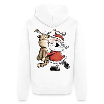 Weihnachtsmann Mit Rentier I Weihnachten Geschenk - Unisex Premium Bio Zip Hoodie - Weiß - Hinten - Thijin (182cm)