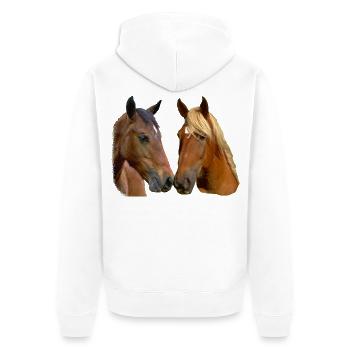 Twin Horses Embrace - Unisex Premium Organic Zip Hoodie - white - Back - Thijin (182cm)