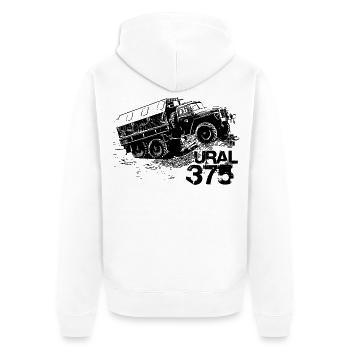 Ural 375 - Unisex Premium Bio Zip Hoodie - Weiß - Hinten - Thijin (182cm)