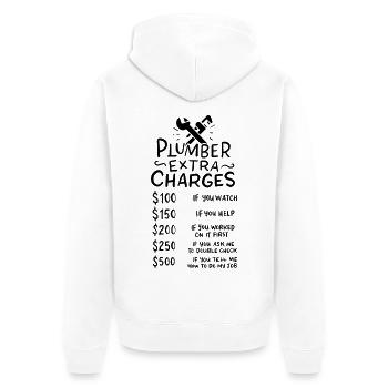 Klempner - Unisex Premium Bio Zip Hoodie - Weiß - Hinten - Thijin (182cm)