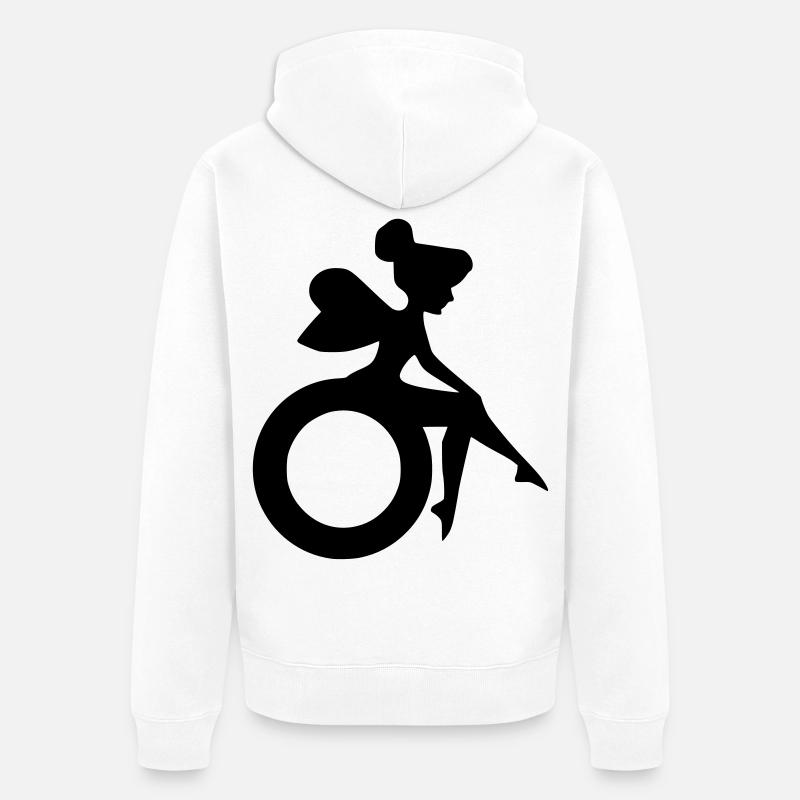Bild einer Fee im Rollstuhl # - Unisex Premium Bio Zip Hoodie - Weiß