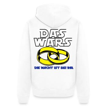 Junggesellenabschied , JGA das wars die Mach(25) - Unisex Premium Bio Zip Hoodie - Weiß - Hinten - Thijin (182cm)