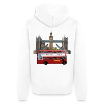 London Landmarks Collage - Unisex Premium Bio Zip Hoodie - Weiß - Hinten - Thijin (182cm)