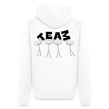 team - Unisex Premium Organic Zip Hoodie - white - Back - Thijin (182cm)
