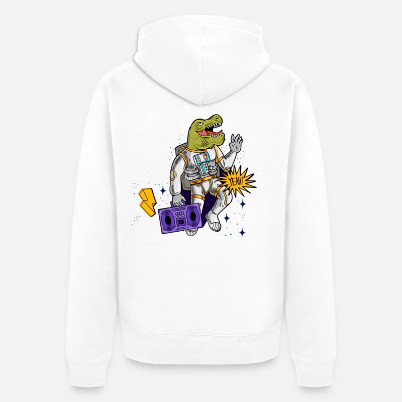 Dino Astronaut avec magnétophone à cassettes - Veste à capuche bio Premium Unisexe - blanc