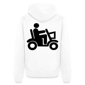 Scooter de mobilité, Fauteuil roulant, Roller, Handicapé # - Veste à capuche bio Premium Unisexe - blanc - Dos - Thijin (182cm)