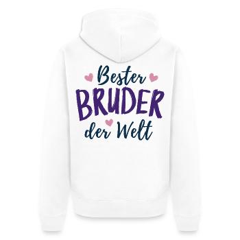 Bester Bruder der Welt - Bruder des Jahres - Unisex Premium Bio Zip Hoodie - Weiß - Hinten - Thijin (182cm)