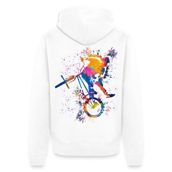 BMX / Bmx / bmx / Geschenkidee / Geburtstag - Unisex Premium Bio Zip Hoodie - Weiß - Hinten - Thijin (182cm)