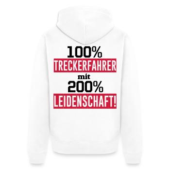 Traktor , Treckerfahrer 200% Leidenschaft ...(25) - Unisex Premium Bio Zip Hoodie - Weiß - Hinten - Thijin (182cm)