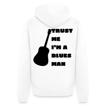 Blues man, musician, instrument, guitar # - Unisex Premium Organic Zip Hoodie - white - Back - Thijin (182cm)