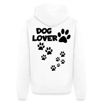 Amoureux des chiens, amoureux des animaux, chien, pattes # - Veste à capuche bio Premium Unisexe - blanc - Dos - Thijin (182cm)