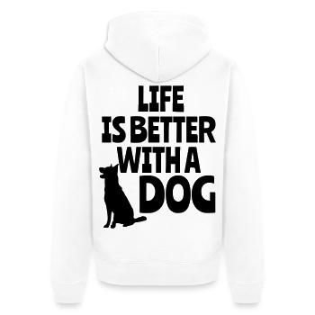 Life is better with a dog, animals, dogs * - Unisex Premium Organic Zip Hoodie - white - Back - Thijin (182cm)