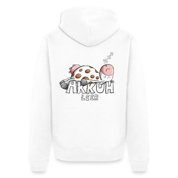 Akkuh leer I Müde Kuh Wortspiel - Unisex Premium Bio Zip Hoodie - Weiß - Hinten - Thijin (182cm)