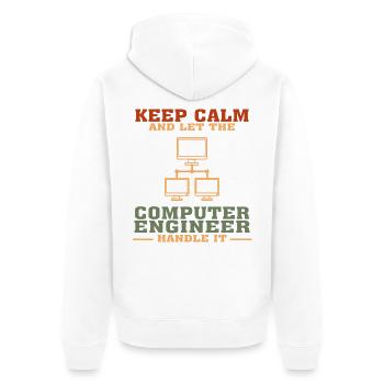 Bestseller Computer Engineer T-Shirt, Keep Calm - Unisex Premium Bio Zip Hoodie - Weiß - Hinten - Thijin (182cm)