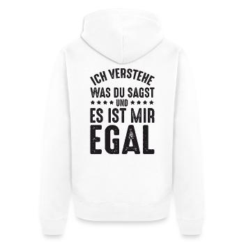 Ist mir Egal - Unisex Premium Bio Zip Hoodie - Weiß - Hinten - Thijin (182cm)