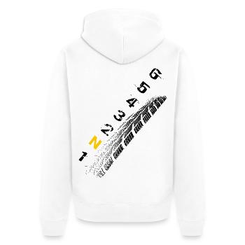 Vitesses - Moto - Circuit / noir - Veste à capuche bio Premium Unisexe - blanc - Dos - Thijin (182cm)