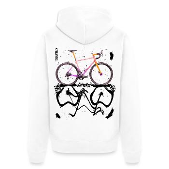 Cyclisme, aventure et liberté : le vélo de gravier - Veste à capuche bio Premium Unisexe - blanc - Dos - Thijin (182cm)