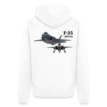 F-35 - Unisex Premium Bio Zip Hoodie - Weiß - Hinten - Thijin (182cm)
