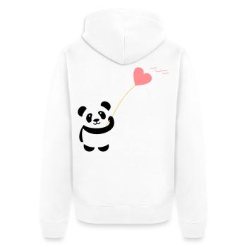 panda herz niedlich luftballon bär groß dick kusch - Unisex Premium Bio Zip Hoodie - Weiß - Hinten - Thijin (182cm)