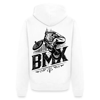 BMX Fahrrad | BMX Rad | Cooles BMX | Geschenkidee - Unisex Premium Bio Zip Hoodie - Weiß - Hinten - Thijin (182cm)
