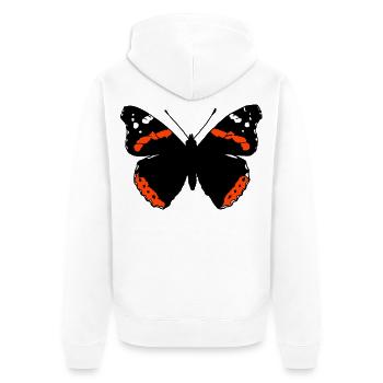 Admiral Butterfly - Unisex Premium Organic Zip Hoodie - white - Back - Thijin (182cm)