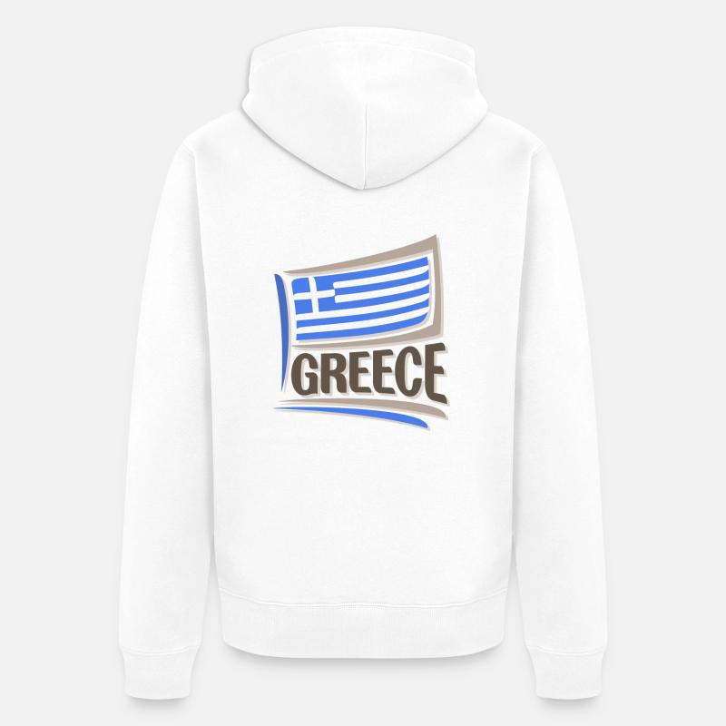 Grèce Souvenir Landmark, Grèce Drapeau Voyage - Veste à capuche bio Premium Unisexe - blanc