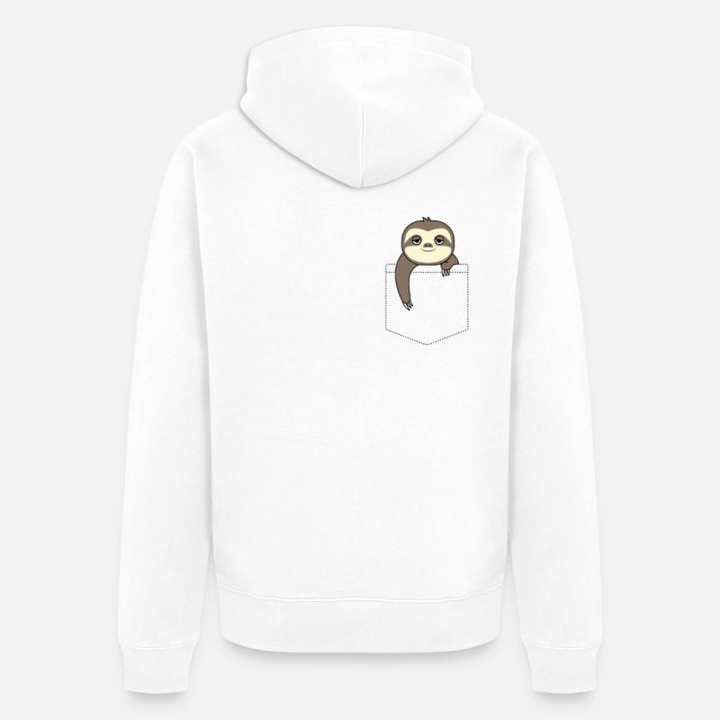 Faultier in einer Tasche - Unisex Premium Bio Zip Hoodie - Weiß