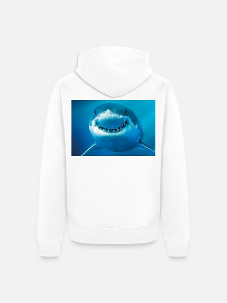 Smiling Shark Underwater - Unisex Premium Organic Zip Hoodie - white