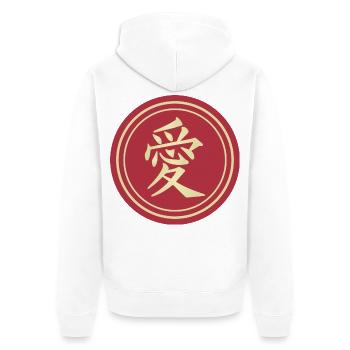 Aufkleber japanische Kanji Liebe ai Geschenkidee - Unisex Premium Bio Zip Hoodie - Weiß - Hinten - Thijin (182cm)