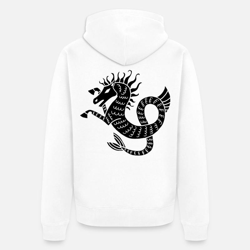 Cheval de mer noir - Veste à capuche bio Premium Unisexe - blanc