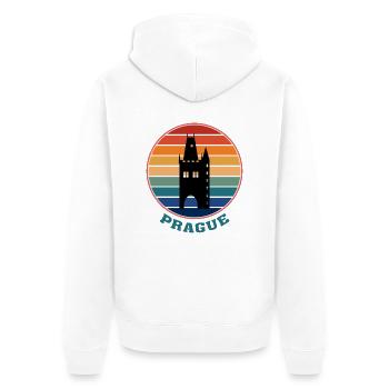 Prague Landmark Silhouette Souvenir de voyage tchèque - Veste à capuche bio Premium Unisexe - blanc - Dos - Thijin (182cm)