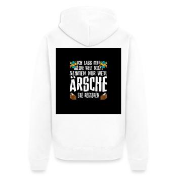 Meine Welt Regieren - Unisex Premium Bio Zip Hoodie - Weiß - Hinten - Thijin (182cm)