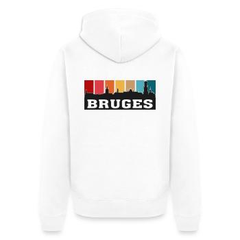 Bruges Belgique Voyage Skyline Souvenirs Silhouette - Veste à capuche bio Premium Unisexe - blanc - Dos - Thijin (182cm)