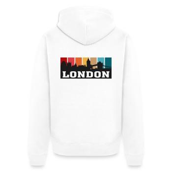 Londres Angleterre Voyage Skyline Souvenir Silhouette - Veste à capuche bio Premium Unisexe - blanc - Dos - Thijin (182cm)