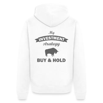 Börse und Investor - Unisex Premium Bio Zip Hoodie - Weiß - Hinten - Thijin (182cm)